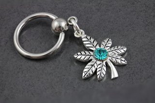 Pot Leaf Gem Dangle Ring
