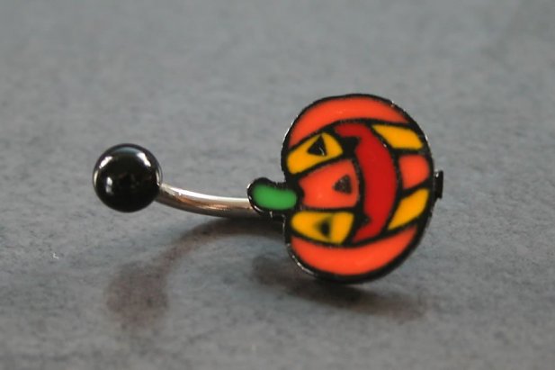 Pumpkin Face Belly Ring