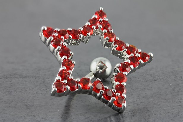 Reverse CZ Superstar Navel Ring