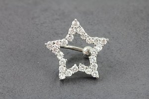 Reverse CZ Superstar Navel Ring