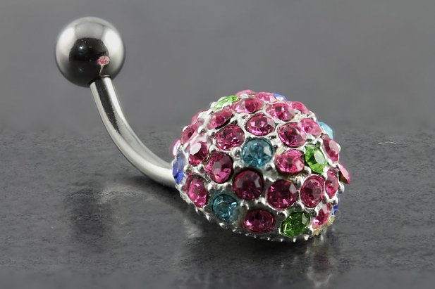 Silver Plated Large Bling Belly Bar