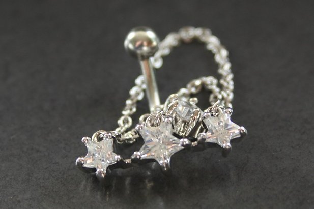 Silver Star Chain Belly Ring