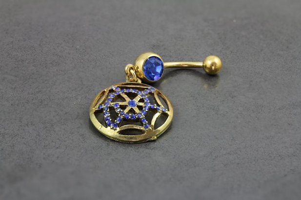 Single Gem Cobweb Belly Ring