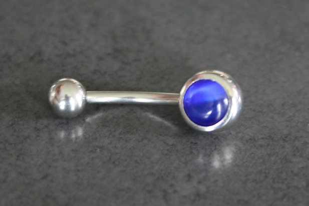 Single Jeweled Cat's Eye Belly Ring