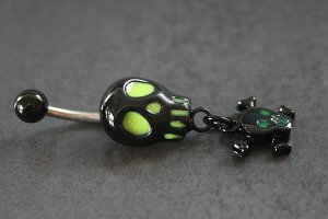 Skull and Cross Bone Glow Belly Ring