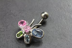Stained Butterfly Belly Ring