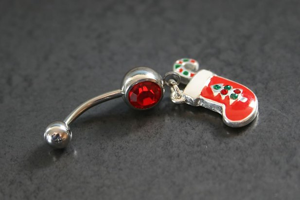 Stocking & Candy Cane Belly Ring