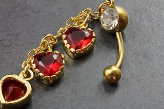 Triple Hearts Dangle Belly Ring