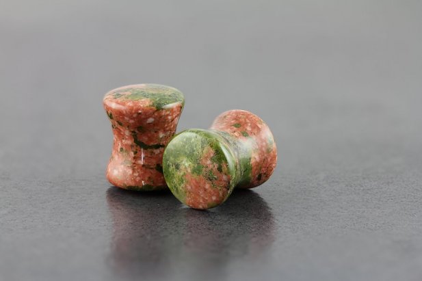 Unakite Stone Double Flare Plugs