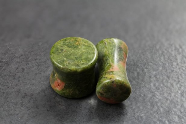 Unakite Stone Double Flare Plugs