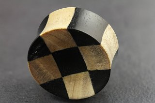 Wooden Checkerboard Flared Plugs