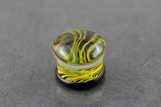 Yellow Black Glass Flared Plugs Yellow Black Glass Flared Plugs